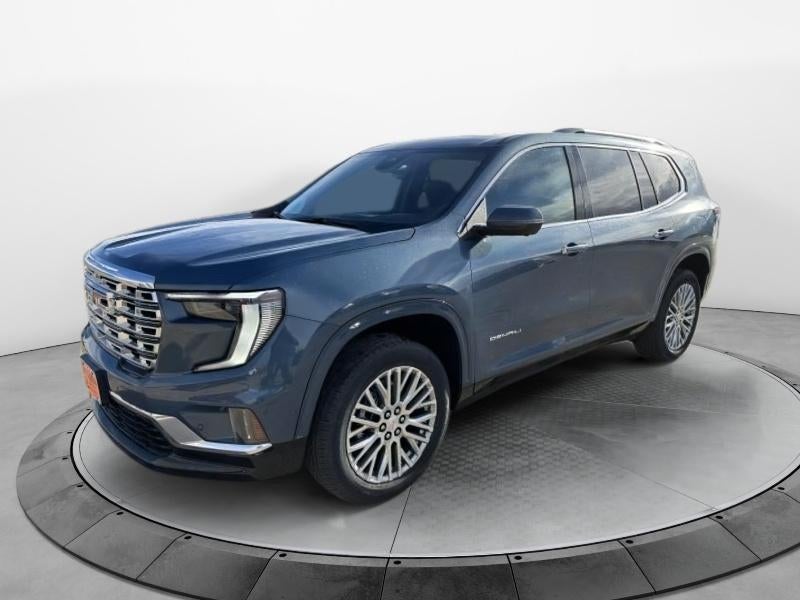 2026 GMC Acadia Denali in Downpour Metallic — front three-quarter view