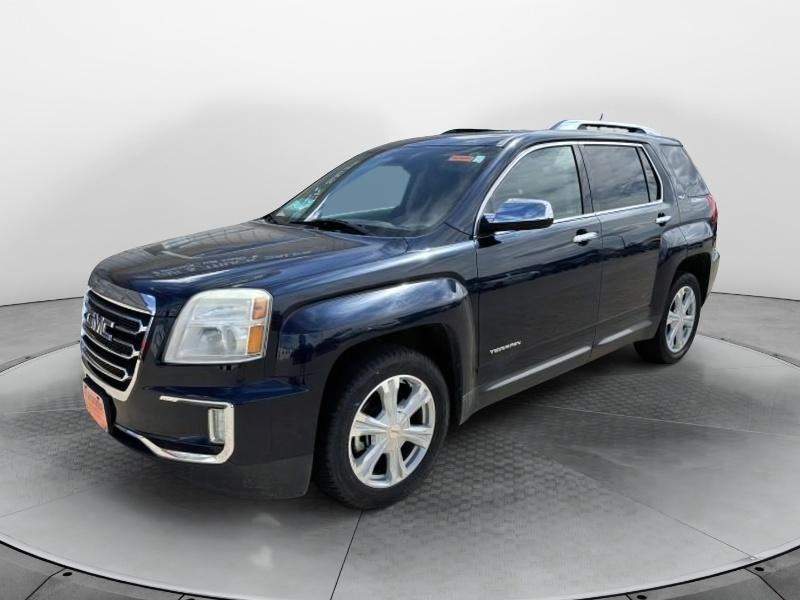 2017 GMC Terrain SLT in Dark Sapphire Blue Metallic — front three-quarter view